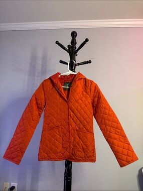 last kiss Quilted Hooded Puffer Jacket in Orange